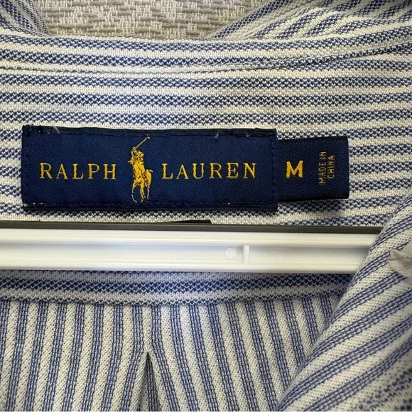 Ralph Lauren Blue Striped Polo with Embroidered Flags - Picture 2 of 9